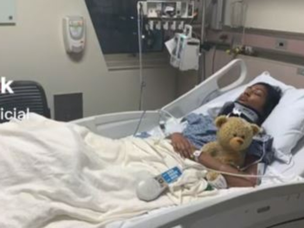 It followed a bad car accident in which she fractured her neck, ankles and knees. Picture: TikTok/aparnaofficial