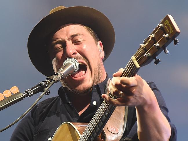 MANCHESTER, TN - JUNE 13: Marcus Mumford of Mumford & Sons, performs on the "What" stage during the 2015 Bonnaroo Music & Arts Festival on June 13, 2015 in Manchester, Tennessee. (Photo by Jason Merritt/Getty Images)