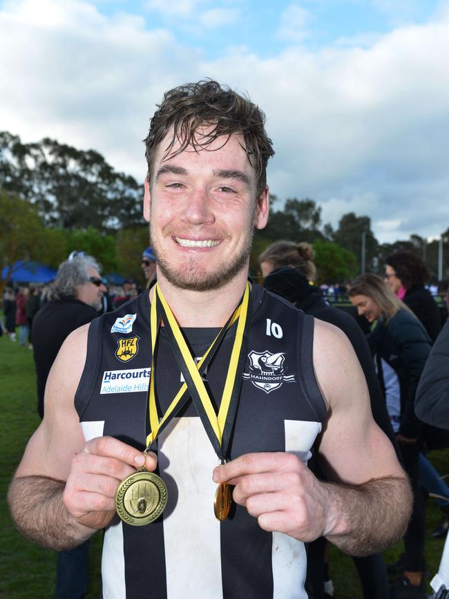 Hahndorf’s best on ground Daniel Roberts. Picture: AAP/Brenton Edwards