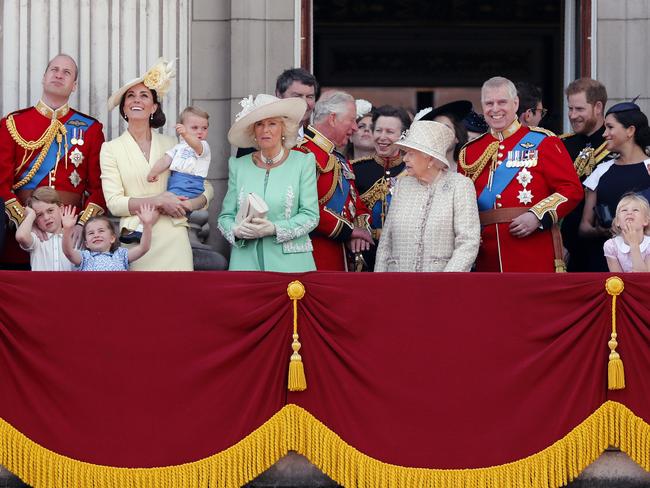 Britain's Queen Elizabeth, centre, and members of the royal family attend the annual Trooping the Colour Ceremony in London, Saturday, June 8, 2019. Picture: AP Photo