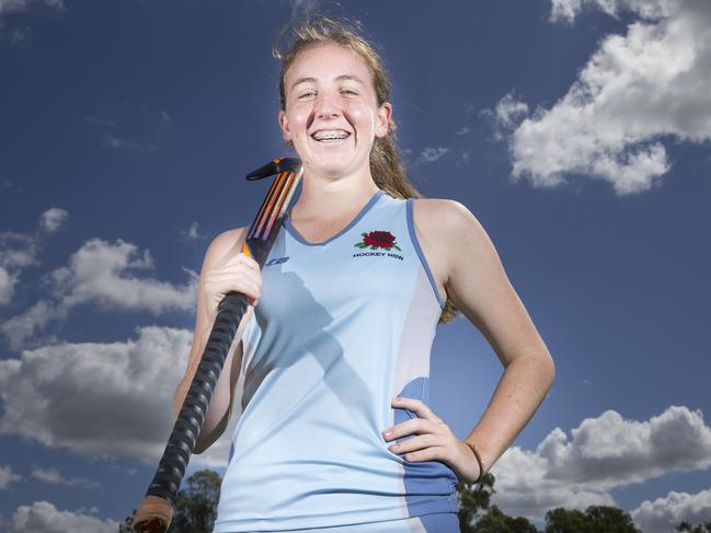 Fairfield Advance - Jade Callander (16 years old, pictured) plays hockey for Mounties and NSW Blues.  Jade is this weeks LSS / Local Sports Star, photographs taken at King Park, King Road, Fairfield East NSW Australia