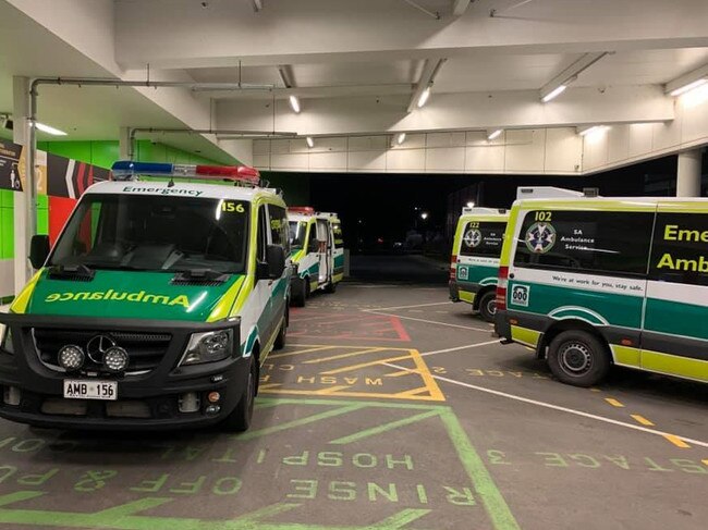 Ramping at Adelaide hospitals, including the RAH, the Modbury Hospital and Port Augusta Hospital on Thursday 22nd July 2020. Picture supplied by Phil Palmer of Ambulance Employees Association