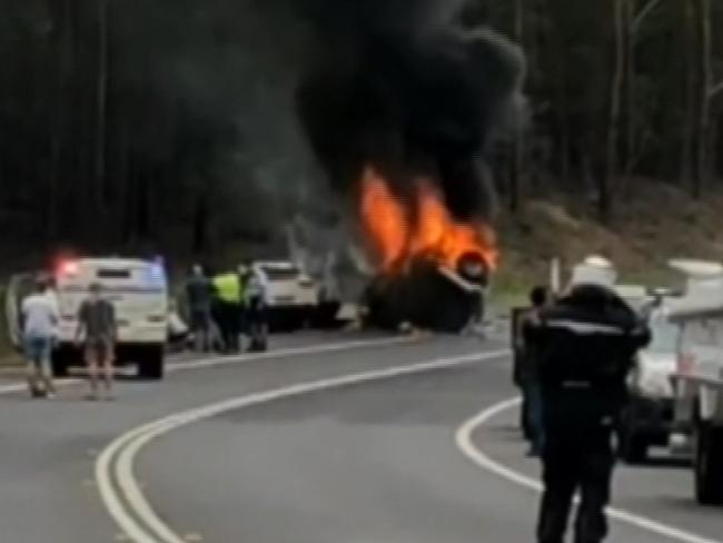 The scene of the horrible crash at Mondayong on Boxing Day. Picture: Nine News