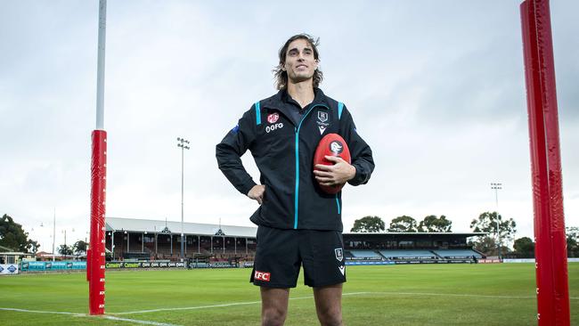 Port Adelaide mid-season draftee Brynn Teakle at Alberton Oval. Picture: Mark Brake