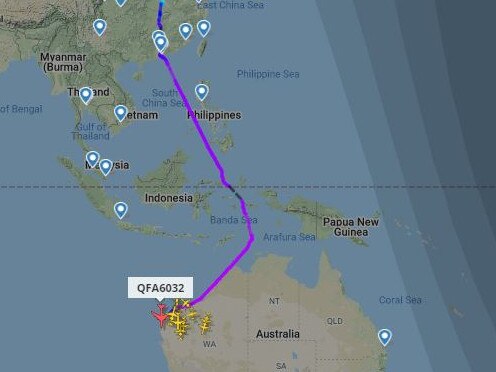 The flight route of the coronavirus evacuee flight from Wuhan to Australia.