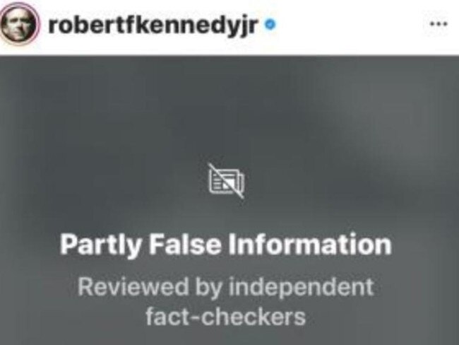 A screenshot of a post from Robert Kennedy Jr that had been flagged as containing partly false information.