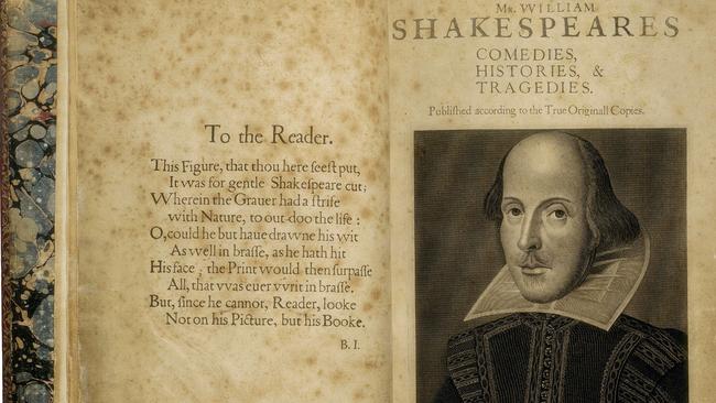 Playwright William Shakespeare's First Folio circa 1623.