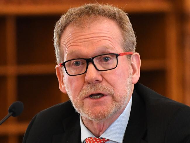 Crime and Corruption Commission (CCC) Chairperson Alan MacSporran fronts a budget estimates hearing at Parliament House in Brisbane, Friday, July 26, 2019. (AAP Image/Dan Peled) NO ARCHIVING