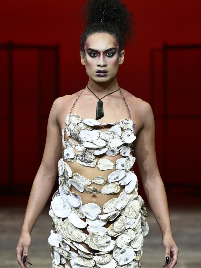 Another Nicol &amp; Ford design: a dress made of oyster shells. Picture: Getty Images