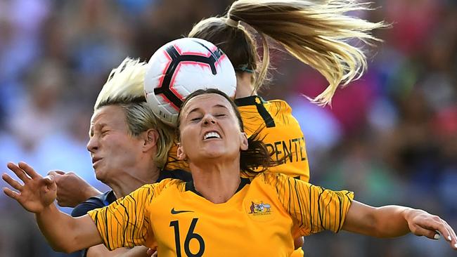 Australia's Hayley Raso has fractured her back playing for here American club team the Portland Thorns. AFP PHOTO