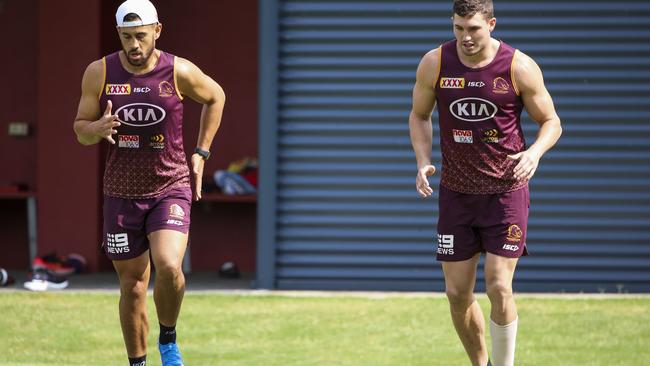 Corey Oates still wears a bandage on his leg. Photo: AAP Image/Glenn Hunt