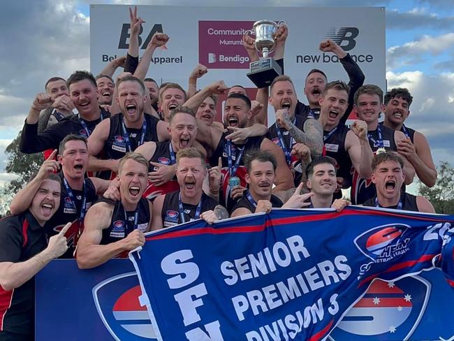 Frankston Dolphins lift their maiden senior cup. Picture: FACEBOOK