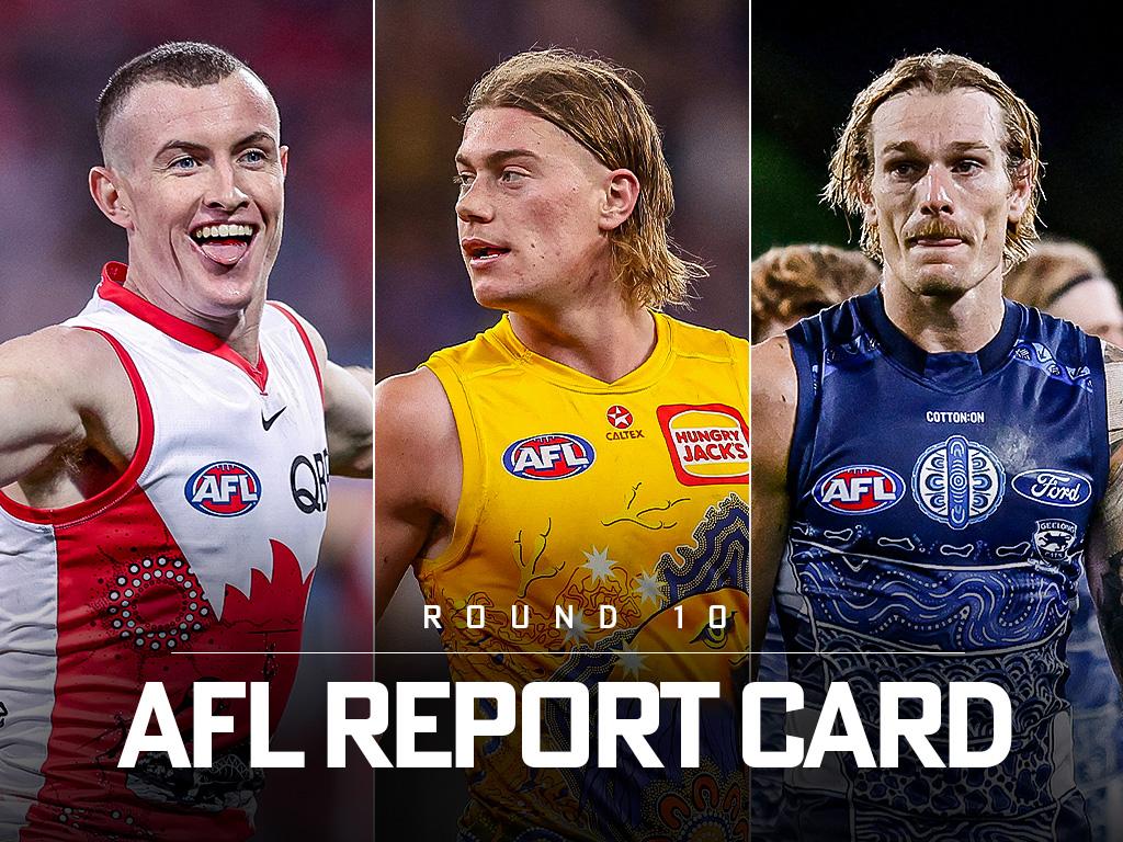 AFL Report Card Round 10 feature graphic.