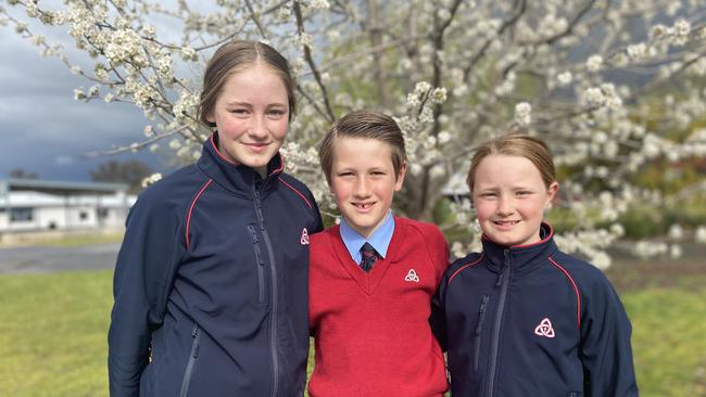 Trinity Anglican College students Bella, Sam and Eva Reid have not been granted exemptions to cross the NSW border to attend school and will learn remotely from Monday, while many classmates are still in face-to-face classes.