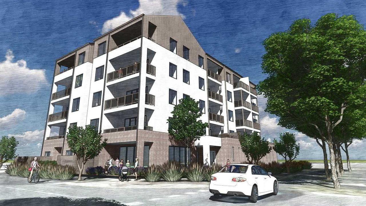 Artist impressions for a proposed 34-unit affordable housing development at Woodville West, plus cafe, by Junction and Women's Housing. Picture: Civecon