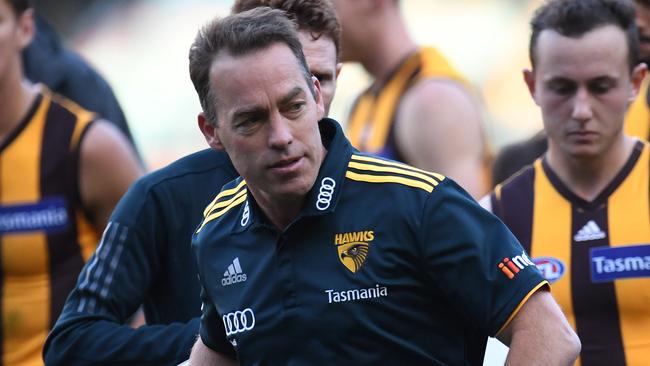 Hawks coach Alastair Clarkson told his post-match press conference “I am not able to comment on disgraceful umpiring”.