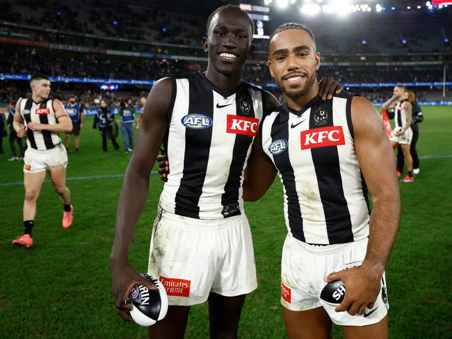 Tew Jiath and Isaac Quaynor were both in next generation academies. Picture: Michael Willson/AFL Photos via Getty Images.