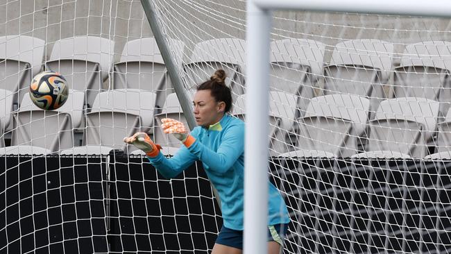 Matildas keeper Mackenzie Arnold during a training session at Netstrata Jubilee Stadium.Picture: Jonathan Ng