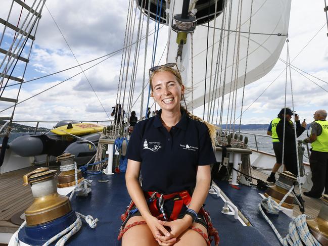 Eliza Skorulis on the Young Endeavour. PICTURE: MATT THOMPSON