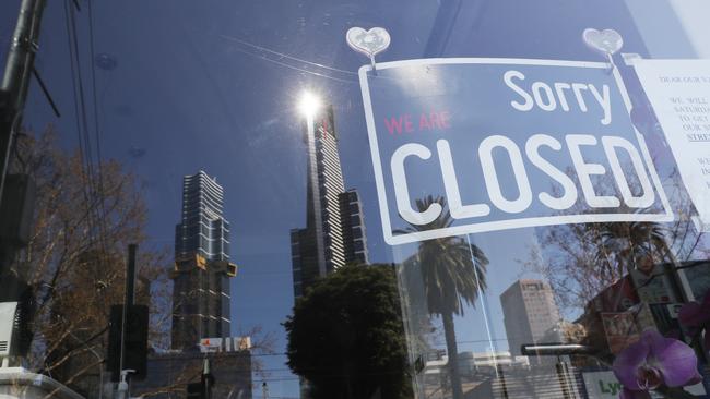 Many shops have been forced to close because of Melbourne’s ongoing lockdown. Picture: David Crosling