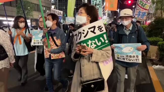 Protesters march against Fukushima water release