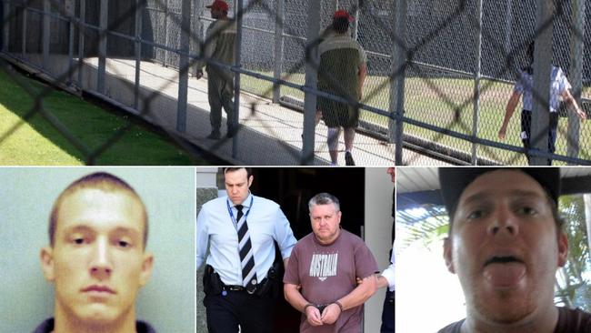 <i>The Daily</i> has taken a look at some of the most notorious criminals who have spent time at Woodford Correctional Centre over the years. They include John Brian Woodman Rick Thorburn and Brenton Brian Chettle (left to right).