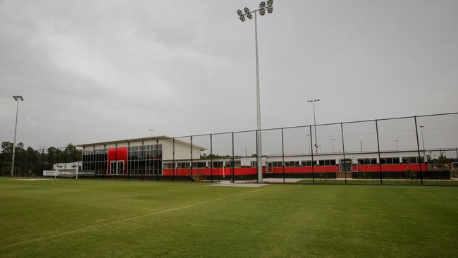 One of the pitches at the Western Sydney Wanderers’ new training facilities at Rooty Hill with the gym and administration building in the background. 