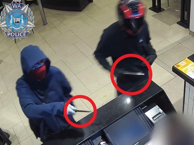 Moment Maccas worker held at knifepoint