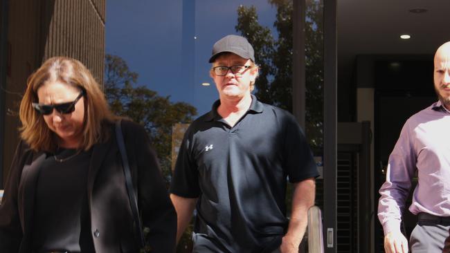 Former NT Police Territory Response Group member Carey Joy outside the Alice Springs Local Court in May for an inquest into the death of Kumanjayi Walker. Picture: Jason Walls