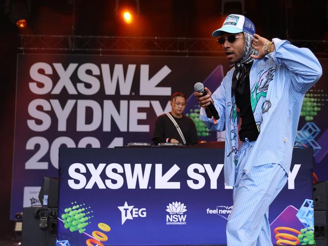 File image: Yung Raja performs at Tumbalong Park at SXSW Sydney 2024 on October 20. The music festival element of the event had a line-up of dozens of artists across multiple venues. Picture: Brendon Thorne/Getty Images for SXSW Sydney