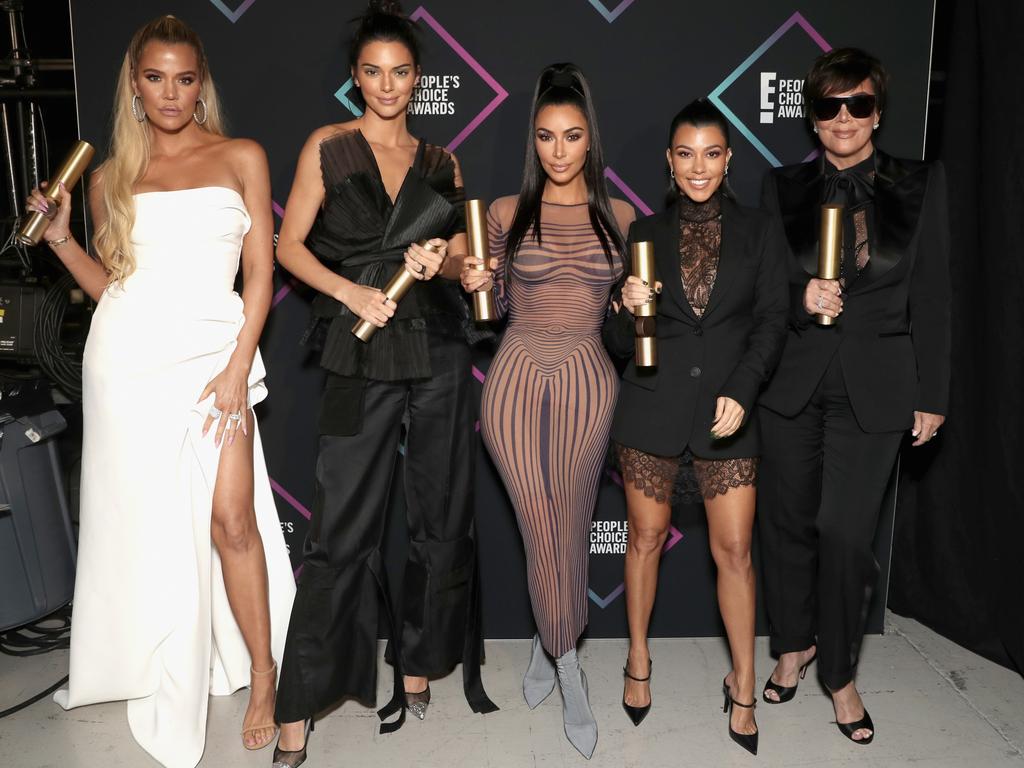 Khloe Kardashian with her sisters Kendall, Kim, Kourtney and mum, and Kris Jenner. Picture: Getty Images