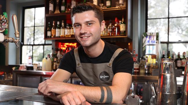 Bartender William Birbeck at the Orient Hotel in The Rocks. Picture: Richard Dobson