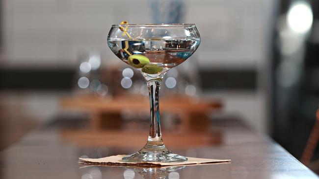 A classic martini on the bar at Manly Spirits Co. Pictures: Adam Yip.