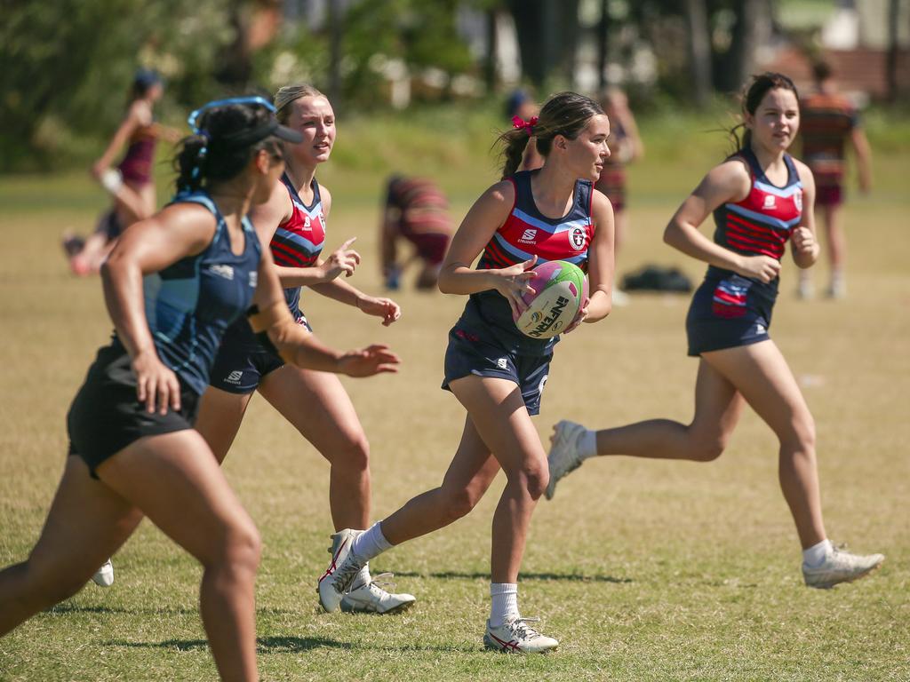 CAPTION CORRECTION _____United World College V Emmaus at the 2024 Gold Coast Titans All Schools Touch Football Picture: Glenn Campbell