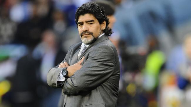 Maradona as the manager of Argentina’s national team in 2010.