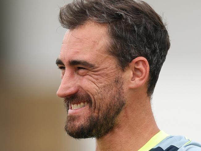 GALLE, SRI LANKA - JANUARY 26: Mitchell Starc of Australia looks on during an Australia nets session at Galle International Stadium on January 26, 2025 in Galle, Sri Lanka. (Photo by Robert Cianflone/Getty Images)