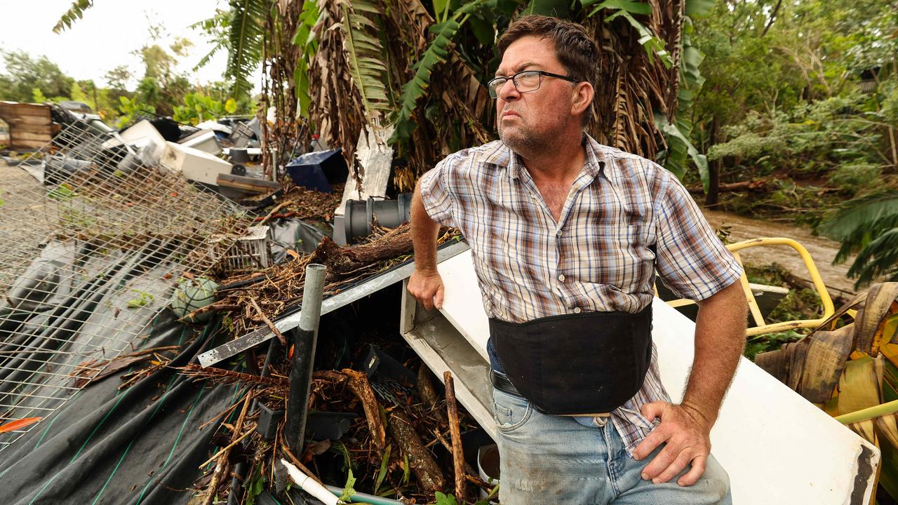 Owner of Spectrum Plants Gold Coast Wes Trevor tells how his business is destroyed after the double whammy of storms and floods. Pics Adam Head