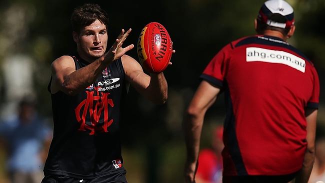 Jesse Hogan at Melbourne training. Picture: Michael Dodge/Getty Images