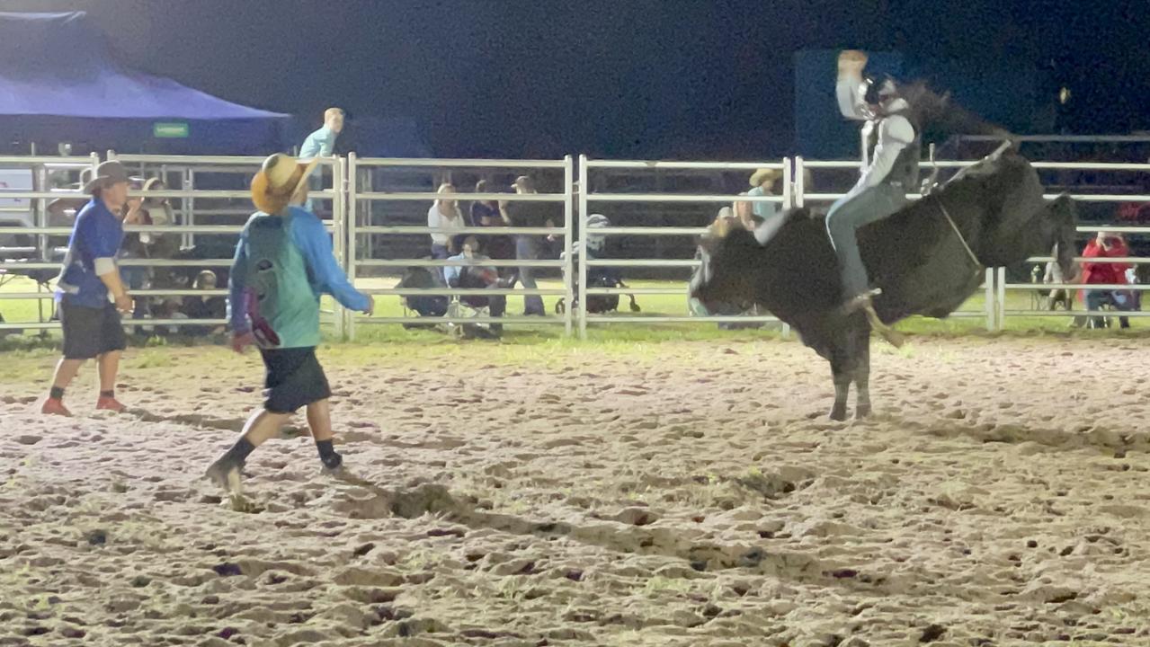 Action in the ring at the Sarina CRCA Rodeo. Photo: Janessa Ekert