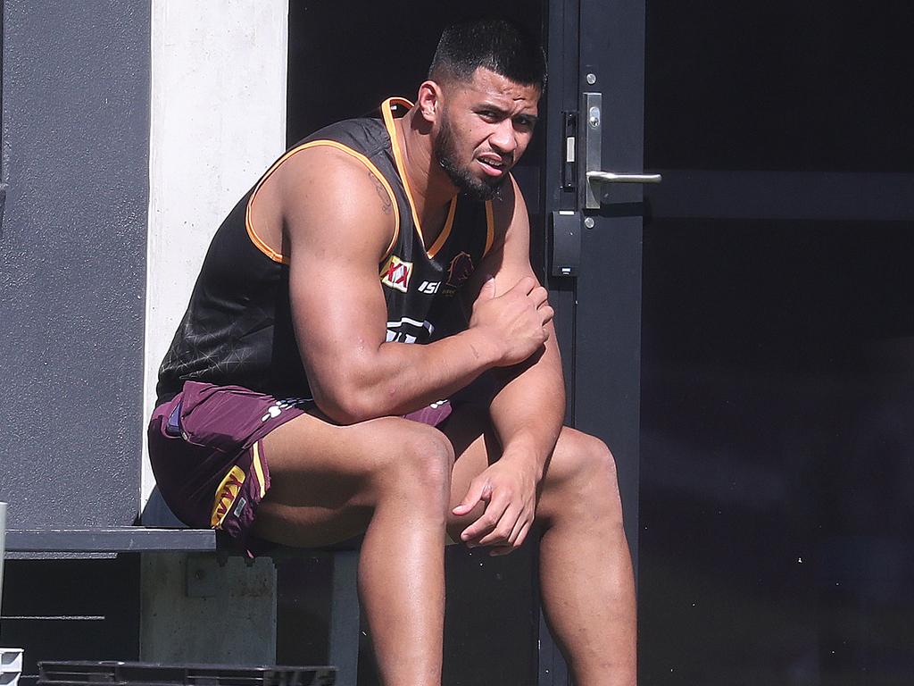 Payne Haas at Broncos training. Picture: Annette Dew