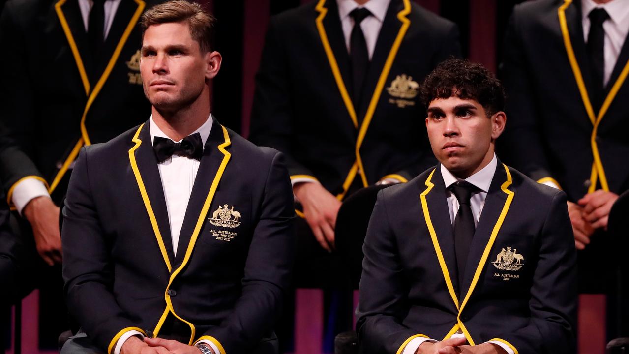 Tyson Stengle joined Tom Hawkins in the All-Australian team. Picture: Dylan Burns/AFL Photos via Getty Images