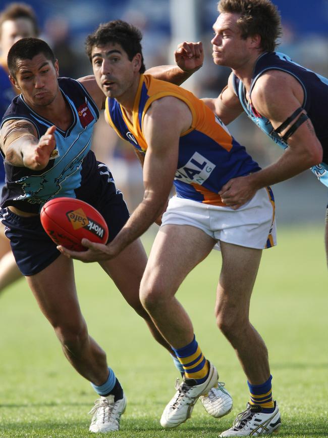 Simon Rosa in action for Golden Square in the 2011 grand final win against Eaglehawk.