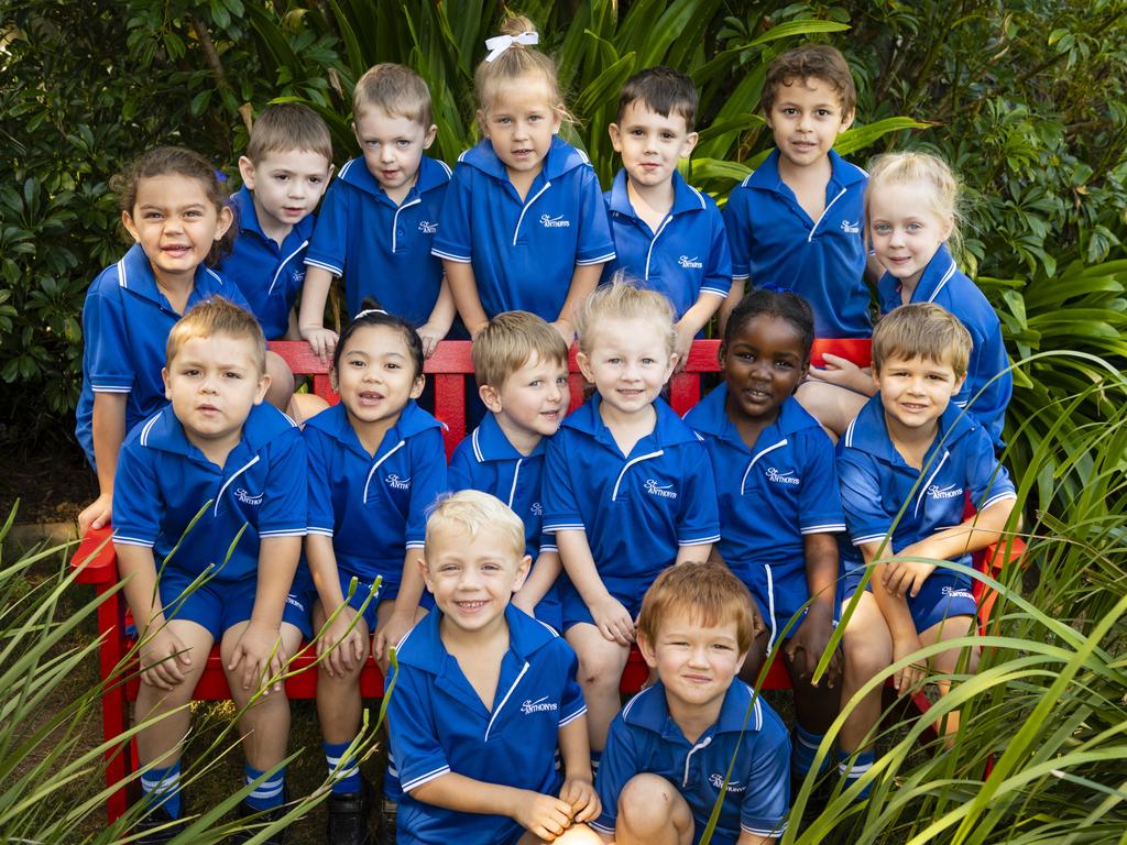 My First Year 2022: St Anthony's Catholic Primary School Prep SJ students (front) Judah (left) and Stuart and (middle row, from left) Christian W, Kayla, Wade, Isabella, Anifa and Quade and (back row, from left) Alexis, Koby, Heath, Amarni, Patrick, Christian K and Olivia, Thursday, March 17, 2022. Picture: Kevin Farmer