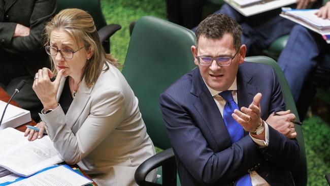 Then Deputy Premier Jacinta Allan and Premier Daniel Andrews during Question Time at Victorian Parliament last year. Picture: NCA NewsWire / David Geraghty