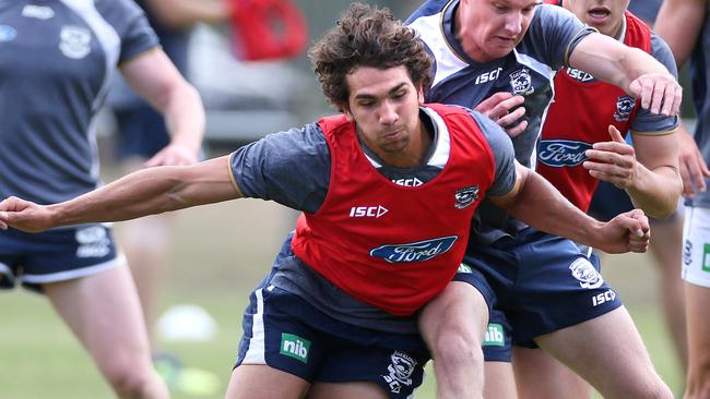 Cats training. Nakia Cockatoo and George Horlin-Smith. Picture: Mike Dugdale