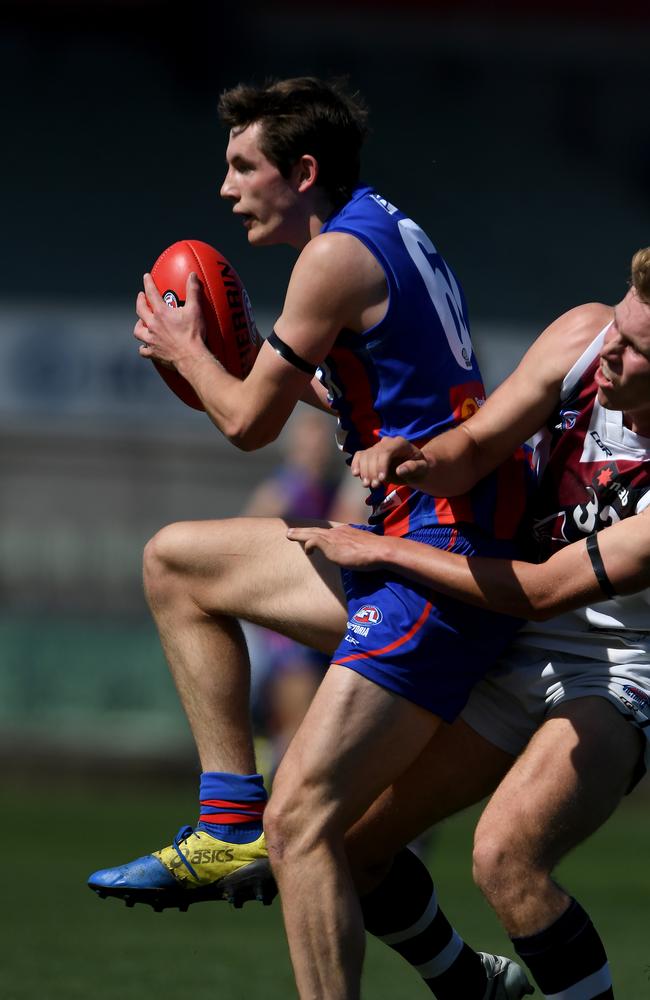 Conor Stone kicked five goals in his first match. Picture: Andy Brownbill