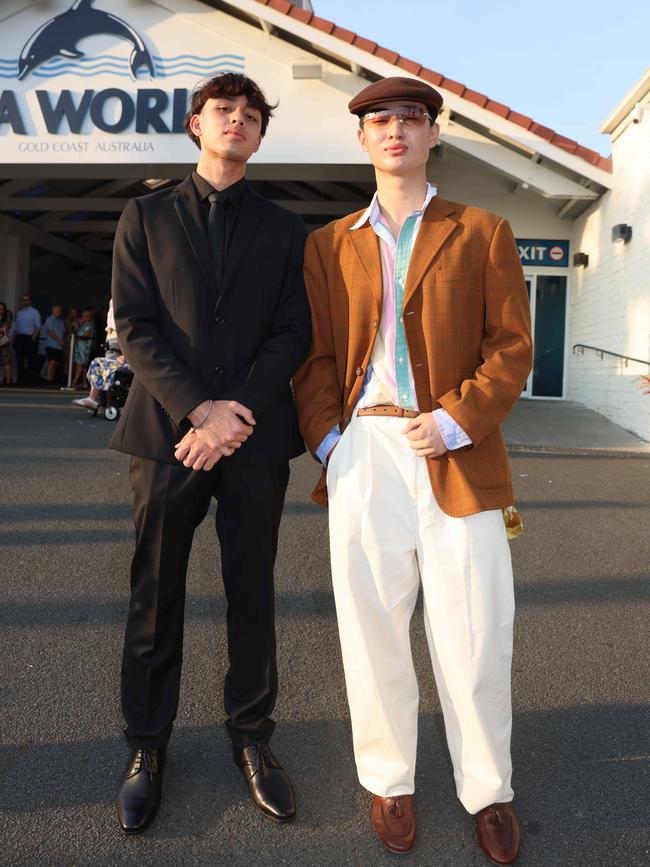 Joderick Loudon and Harry Men at the Southport State High School Formal at SeaWorld. Picture, Portia Large.