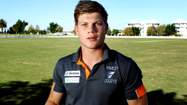 A fresh-faced Taylor Adams, pictured during his first year with Greater Western Sydney in 2012.