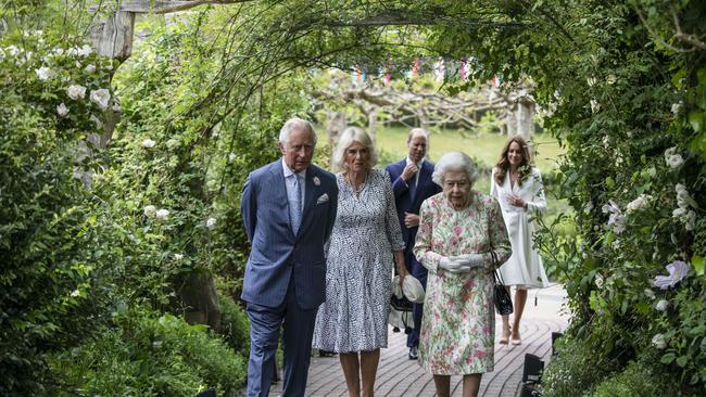 The British royal family arrive for a drinks reception at The Eden Project during the G7 Summit on June 11, 2021 in England. Picture: Jack Hill – WPA Pool / Getty Images.