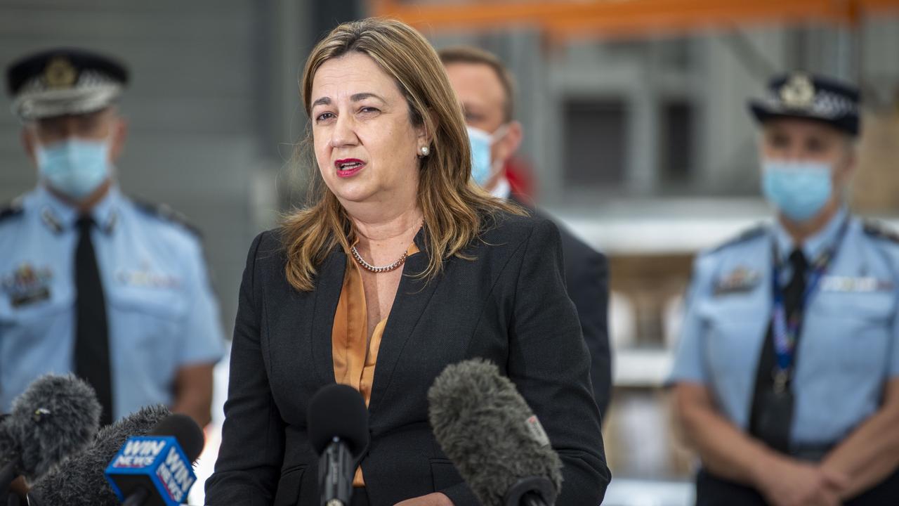 Queensland Premier Annastacia Palaszczuk and Deputy Premier Steven Miles visit the Wellcamp quarantine hub. Wednesday, February 16, 2022. Picture: Nev Madsen.